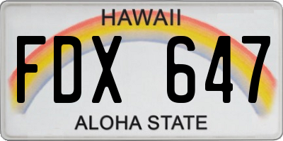 HI license plate FDX647