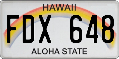HI license plate FDX648
