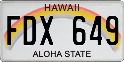 HI license plate FDX649