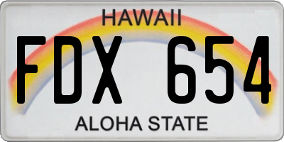 HI license plate FDX654