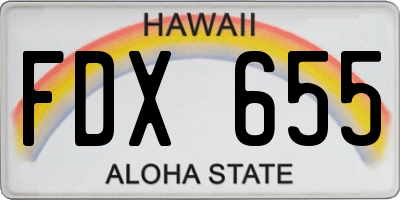 HI license plate FDX655