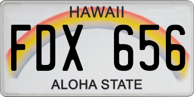 HI license plate FDX656