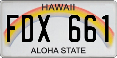 HI license plate FDX661