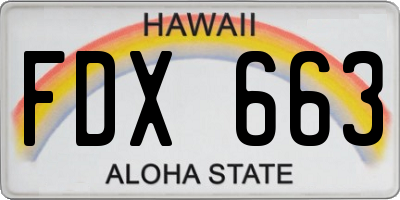 HI license plate FDX663