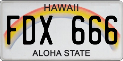 HI license plate FDX666
