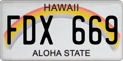 HI license plate FDX669