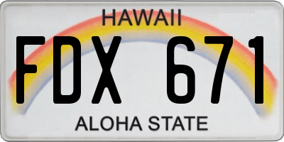 HI license plate FDX671