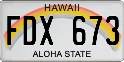 HI license plate FDX673