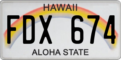 HI license plate FDX674