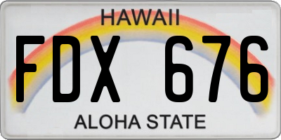HI license plate FDX676