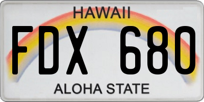 HI license plate FDX680