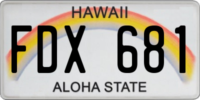 HI license plate FDX681