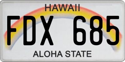 HI license plate FDX685