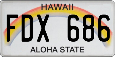 HI license plate FDX686