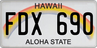 HI license plate FDX690