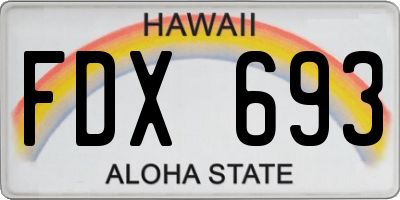 HI license plate FDX693