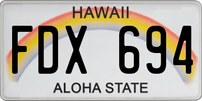 HI license plate FDX694