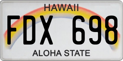 HI license plate FDX698