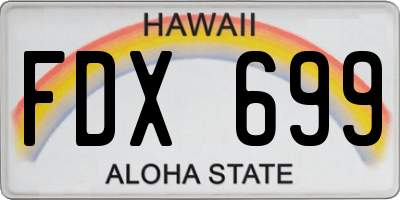 HI license plate FDX699
