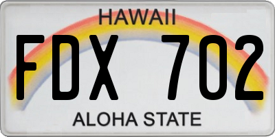 HI license plate FDX702