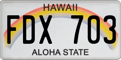 HI license plate FDX703