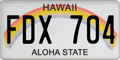 HI license plate FDX704