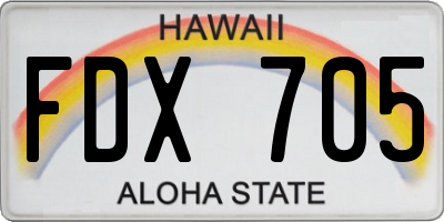 HI license plate FDX705