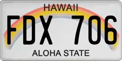 HI license plate FDX706