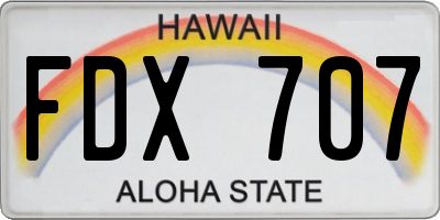 HI license plate FDX707