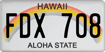 HI license plate FDX708