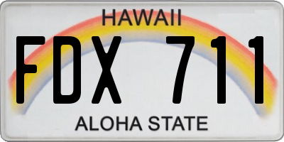 HI license plate FDX711