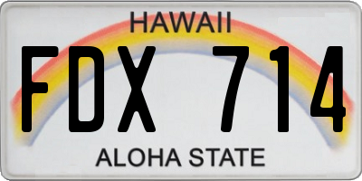 HI license plate FDX714