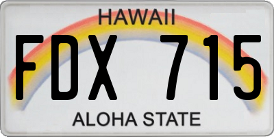 HI license plate FDX715