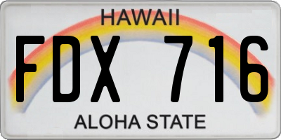 HI license plate FDX716