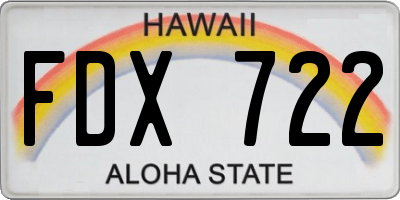 HI license plate FDX722