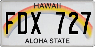 HI license plate FDX727