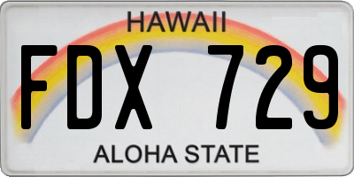 HI license plate FDX729