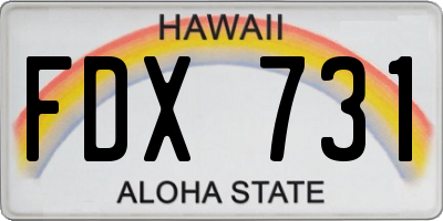 HI license plate FDX731