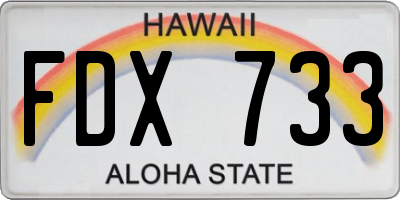 HI license plate FDX733