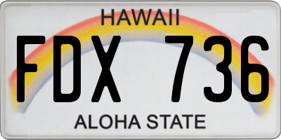 HI license plate FDX736