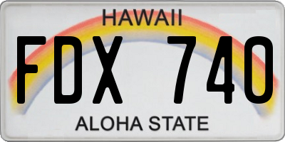 HI license plate FDX740