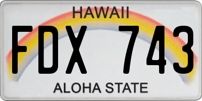HI license plate FDX743
