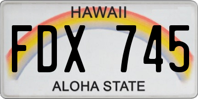 HI license plate FDX745