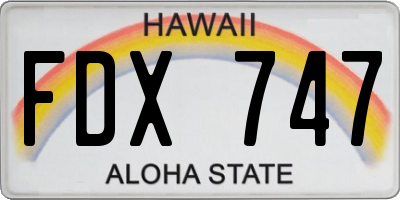HI license plate FDX747