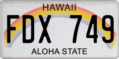 HI license plate FDX749