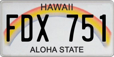 HI license plate FDX751