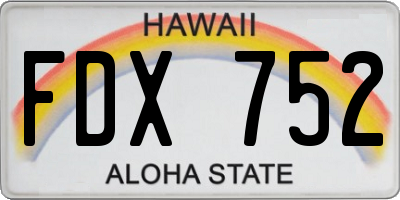 HI license plate FDX752