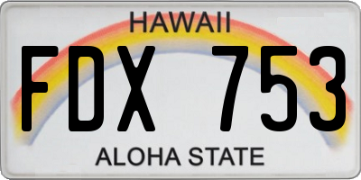 HI license plate FDX753
