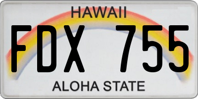 HI license plate FDX755