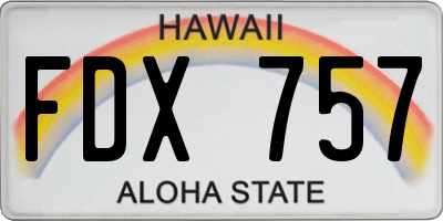 HI license plate FDX757